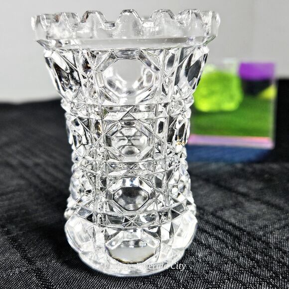 Vtg Clear 1970's Anna hütte 24% Lead Crystal Toothpick Mini Vase West Germany - Picture 3 of 13